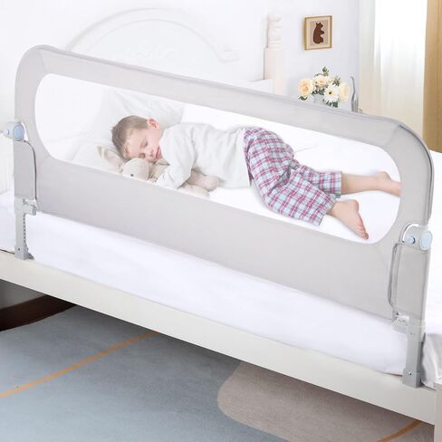 NUTIKAS Baby Bed Rail Guard for Toddlers - 35.4" Toddler Bed Rails for Crib,Twin,Full, Queen Bunk Size Bed Swing Down Bedrail Extral Tall Child Safety Side Railing Guards for Kids in Kuwait