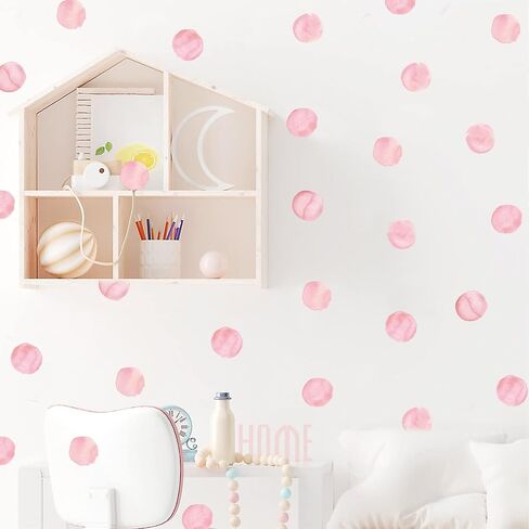 Polka Dot Wall Decals Removable Watercolor Pink Wall Sticker for Kids Baby Girls Living Room Bedroom Playroom (48 Dots) in Kuwait