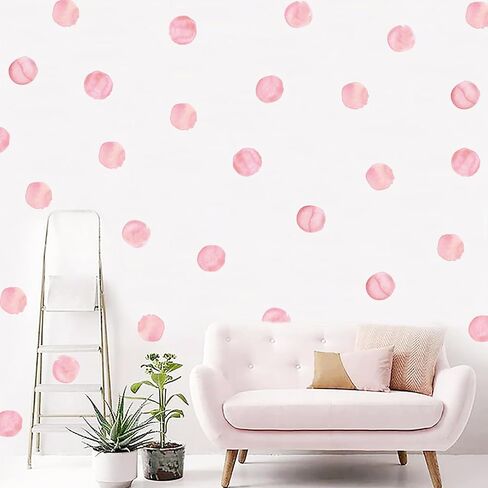 Polka Dot Wall Decals Removable Watercolor Pink Wall Sticker for Kids Baby Girls Living Room Bedroom Playroom (48 Dots) in Kuwait