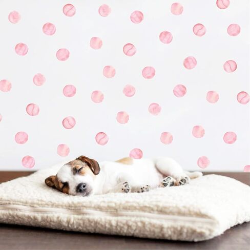 Polka Dot Wall Decals Removable Watercolor Pink Wall Sticker for Kids Baby Girls Living Room Bedroom Playroom (48 Dots) in Kuwait