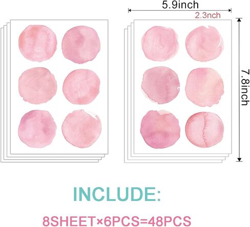 Polka Dot Wall Decals Removable Watercolor Pink Wall Sticker for Kids Baby Girls Living Room Bedroom Playroom (48 Dots) in Kuwait