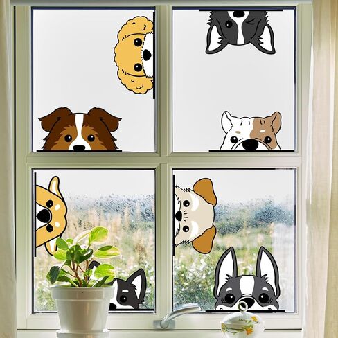 Dog Wall Stickers, Puppy Decals for Nursery Room and Classroom, Funny Window Clings for Bedroom, Cartoon Animal Decorations, Peeping Puppies in Kuwait