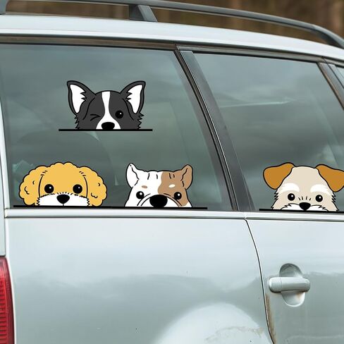 Dog Wall Stickers, Puppy Decals for Nursery Room and Classroom, Funny Window Clings for Bedroom, Cartoon Animal Decorations, Peeping Puppies in Kuwait