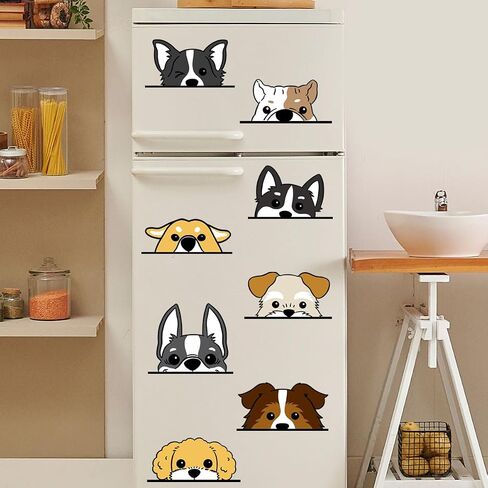 Dog Wall Stickers, Puppy Decals for Nursery Room and Classroom, Funny Window Clings for Bedroom, Cartoon Animal Decorations, Peeping Puppies in Kuwait