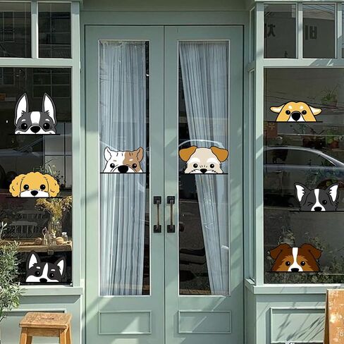 Dog Wall Stickers, Puppy Decals for Nursery Room and Classroom, Funny Window Clings for Bedroom, Cartoon Animal Decorations, Peeping Puppies in Kuwait