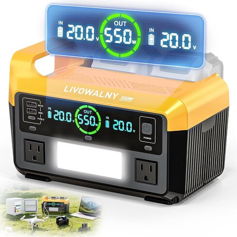550W Power Inverter Compatible with DeWALT 20V Battery, DC 20V to AC 110-120V Pure Sine Wave Power Station with 2 AC Outlets, 2 USB-A & 1 Type-C, for Camping Power Outage (Tool Only) in Kuwait