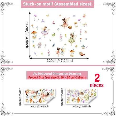 Woodland Mushroom Wall Decals | Flower Fairy Butterfly Wildflower Wall Stickers|Funny Fairies Fairies Wall Decor for Girls Bedroom Baby Nursery Living Room in Kuwait