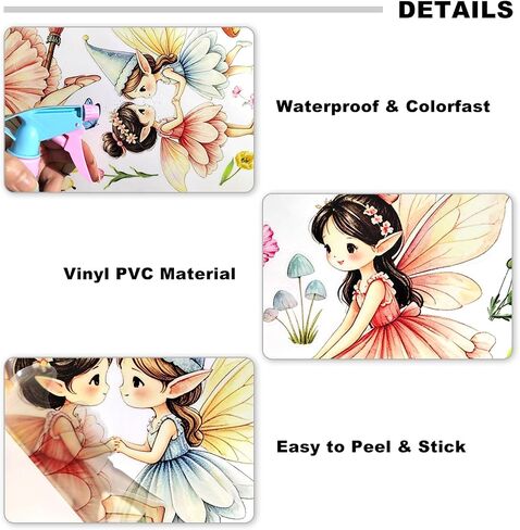 Woodland Mushroom Wall Decals | Flower Fairy Butterfly Wildflower Wall Stickers|Funny Fairies Fairies Wall Decor for Girls Bedroom Baby Nursery Living Room in Kuwait