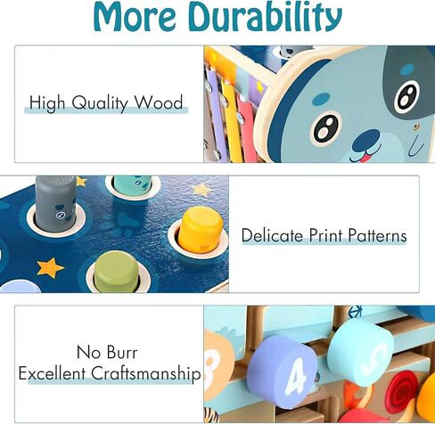 Wooden Hammering Pounding Toy Montessori Toys for 1 Year Old | Pounding Bench, Xylophone, Number Maze Puzzle, Educational Toddler Activities Birthday Gift for 1 2 3 Year Old Boys Girls in Kuwait