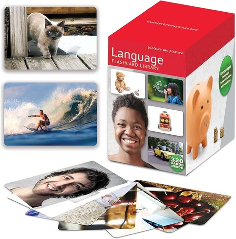 Picture My Picture Language Library Set, 320 Real Photo Cards, 6 Concepts | Complete Speech Therapy Kit, ABA Therapy Materials, Autism Learning Resources, Emotions Verbs Prepositions Nouns, School Use in Kuwait