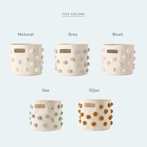 Pehr Pom Pom Basket, Blush Hamper | 100% Cotton Canvas Storage for Nursery, Playroom & Home | Decorative Organizer | 18"D x 20"H in Kuwait