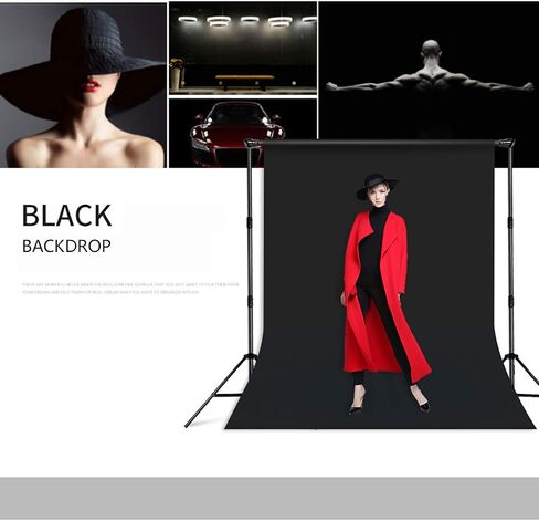 10x10FT Black Backdrop, Black Photo Backdrops for Photoshoot | Chromakey Polyester Fabric Pure Black Photo Backdrop Curtain for Portrait Photoshoot Party Photography Video (Backdrop Only) in Kuwait