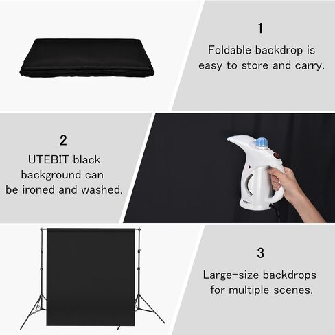 10x10FT Black Backdrop, Black Photo Backdrops for Photoshoot | Chromakey Polyester Fabric Pure Black Photo Backdrop Curtain for Portrait Photoshoot Party Photography Video (Backdrop Only) in Kuwait