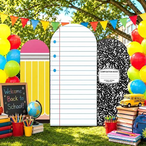 3 Pcs Arch Backdrop Cover Set Composition Pencil Crayon Back to School Stretchy Backdrop School Party Arch Covers Arch Stand Cover for Back to School Birthday Party Favor Supplies in Kuwait