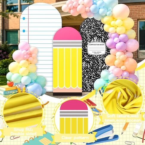 3 Pcs Arch Backdrop Cover Set Composition Pencil Crayon Back to School Stretchy Backdrop School Party Arch Covers Arch Stand Cover for Back to School Birthday Party Favor Supplies in Kuwait