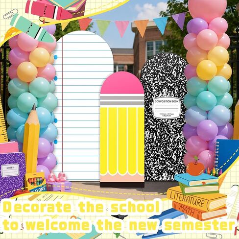3 Pcs Arch Backdrop Cover Set Composition Pencil Crayon Back to School Stretchy Backdrop School Party Arch Covers Arch Stand Cover for Back to School Birthday Party Favor Supplies in Kuwait