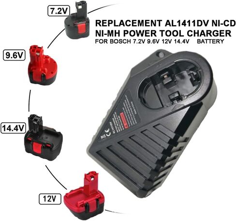 Ni-CD Ni-MH Battery Charger for Bosch, 7.2V 9.6V 18V 14.4V AL1411DV Battery Charger for BAT038 BAT048 BAT043 BAT045 BTA120 (US Plug) in Kuwait