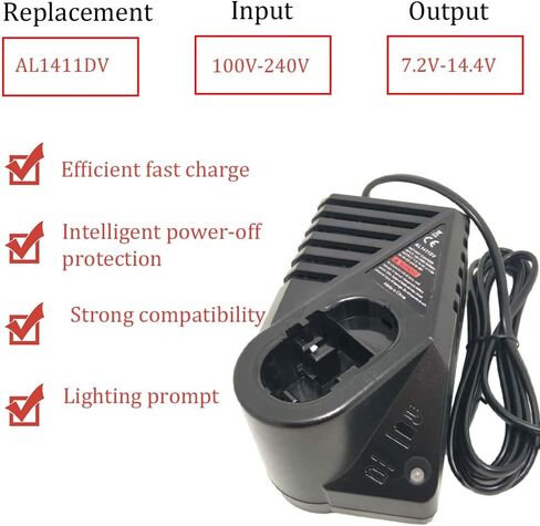 Ni-CD Ni-MH Battery Charger for Bosch, 7.2V 9.6V 18V 14.4V AL1411DV Battery Charger for BAT038 BAT048 BAT043 BAT045 BTA120 (US Plug) in Kuwait