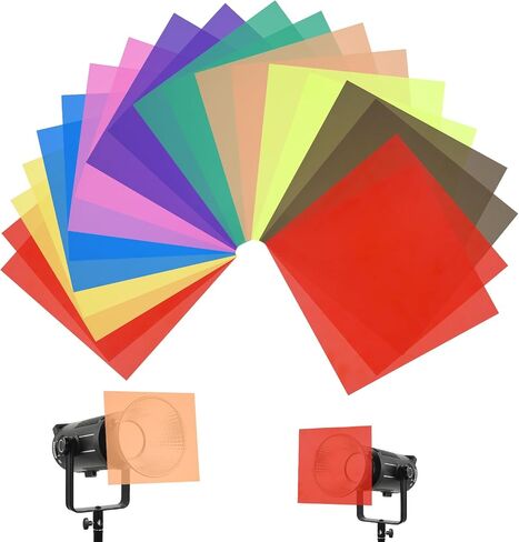 UTEBIT 20 Pack Color Correction Gel Light Filter, 11.7X8.3 Inch | 9 Colors Transparent Color Film Lighting Gel Filter Plastic Sheets for Lighting, Photograph, Flash Light, Reading in Kuwait