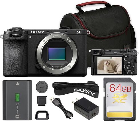 Sony a6700 Mirrorless Camera with 16-50mm f/3.5-5.6 II Lens Bundle | 26MP APS-C BSI Sensor, AI Autofocus, 11fps Burst & 4K Video | Ideal for Vlogging & Travel (ILCE6700KB) + 64GB Card + Camera Bag in Saudi Arabia