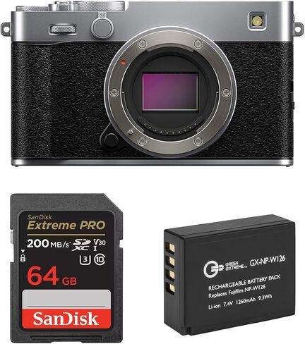 Fujifilm X-E5 Mirrorless Camera, Silver, Bundle with Memory Card and Green Extreme NP-W126 Battery Pack in Kuwait