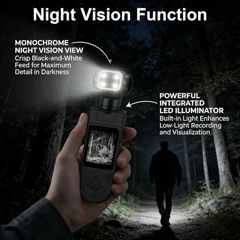 1080P Handheld Vlog Camera Portable Pocket Action Camera with Rotatable Lens, Mini Body Cam with Audio and Video Recording for Outdoor Sports, Cycling, Travel Vlogging Gimbal Camera in Kuwait