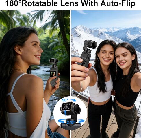 1080P Handheld Vlog Camera Portable Pocket Action Camera with Rotatable Lens, Mini Body Cam with Audio and Video Recording for Outdoor Sports, Cycling, Travel Vlogging Gimbal Camera in Kuwait