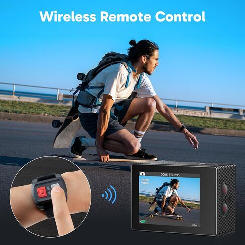 AKASO EK7000 4K30fps Action Camera with EIS Ultra HD 20MP 131ft Waterproof Underwater Camera with 4X Zoom Remote Control with Accessories Kit in Kuwait