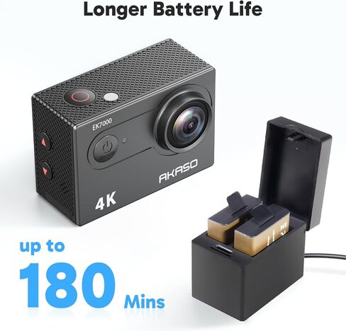 AKASO EK7000 4K30fps Action Camera with EIS Ultra HD 20MP 131ft Waterproof Underwater Camera with 4X Zoom Remote Control with Accessories Kit in Kuwait