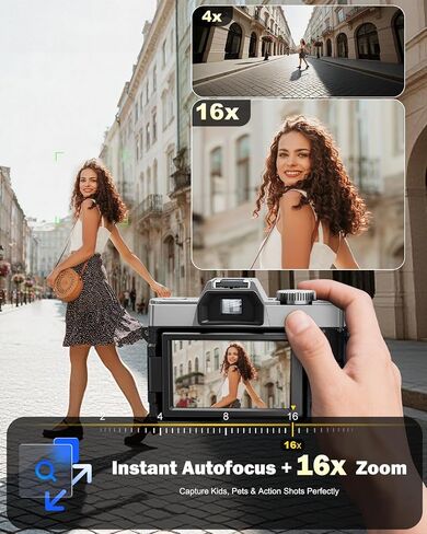 NBD 5K 64MP Digital Cameras for Photography,16X Zoom，Flip Screen,Dual-Lens | WiFi, Autofocus, Wide & Macro Lens, Microphone, 2 Batteries, 64GB Card, for YouTube, Vlogging,Travel, Beginners and Adults in Kuwait