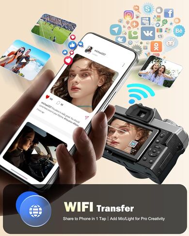 NBD 5K 64MP Digital Cameras for Photography,16X Zoom，Flip Screen,Dual-Lens | WiFi, Autofocus, Wide & Macro Lens, Microphone, 2 Batteries, 64GB Card, for YouTube, Vlogging,Travel, Beginners and Adults in Kuwait