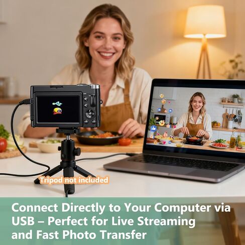 4K Digital Camera for Photography, 48MP Vlogging Camera with Autofocus, Flash, 180° Flip Screen, 16X Zoom, 32GB Card, 2 Batteries & Charger, Compact Travel Camera for Teens, Beginners & YouTube in Kuwait