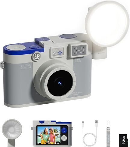 CHUZHAO Chic Retro Digital Camera, Autofocus Photos 1080P Video with Fill Light Creative Filters 16GB Card, Compact Travel Vlogging Point and Shoot Camera Birthday Gift for Teens, Purple in Kuwait