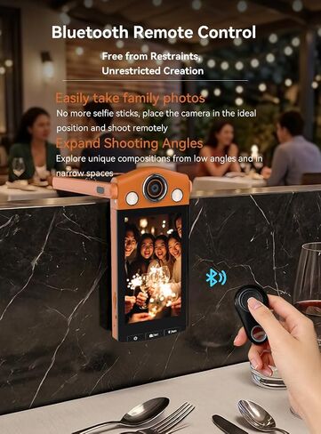 ORDRO VS3 4K Digital Camera w/360° Flip, 64MP, AF, WiFi, Remote | 360° Flip Screen, 4K/60fps + 64MP Photos,WiFi 6 Speed & Remote,Smart AF & 20cm Macro Mode | Fast Focus,Creative Shots in Kuwait