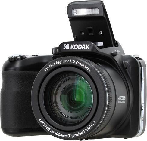 Kodak PIXPRO AZ425 Digital Camera (Black) | 20MP Sensor, 42x Optical Zoom, 24mm Wide-Angle Lens & Optical Image Stabilization | Great for Travel & Everyday Photos (AZ425BK) + 32GB Card + Bag + Cloth in Kuwait