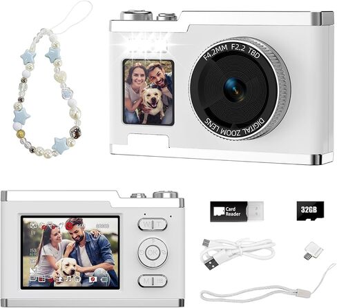Point and Shoot Digital Camera 16X Zoom Dual Screen Selfie Fill Light | Fun Filters Ideal Birthday Christmas Gift for Boys Girls and Teens in Kuwait
