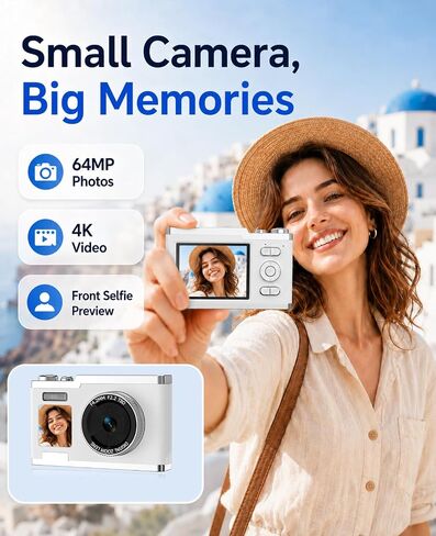 Point and Shoot Digital Camera 16X Zoom Dual Screen Selfie Fill Light | Fun Filters Ideal Birthday Christmas Gift for Boys Girls and Teens in Kuwait