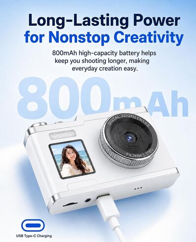 Point and Shoot Digital Camera 16X Zoom Dual Screen Selfie Fill Light | Fun Filters Ideal Birthday Christmas Gift for Boys Girls and Teens in Kuwait