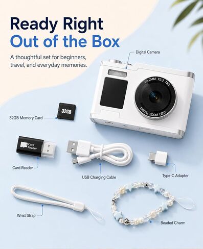 Point and Shoot Digital Camera 16X Zoom Dual Screen Selfie Fill Light | Fun Filters Ideal Birthday Christmas Gift for Boys Girls and Teens in Kuwait