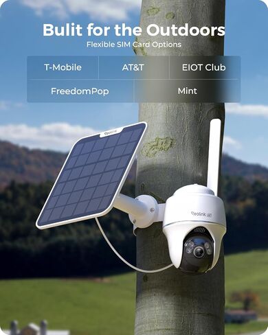 REOLINK 4K LTE Cellular Security Camera Wireless Outdoor, No WiFi 3G/4G Solar Powered, 360 Auto Tracking AI Detection, Color Night Vision, max. 512G Local Storage, SIM Card Included, Go PT Ultra+SP2 in Kuwait