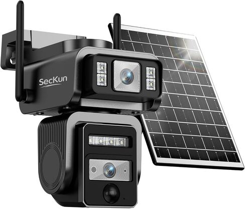 Solar Security Camera, Dual Lens 360° PTZ, 2.4GHz WiFi | 8000mAh Battery, Motion Tracking, White-Light Color Night Vision, 2-Way Audio, IP66, MicroSD or Optional Paid Cloud in Kuwait