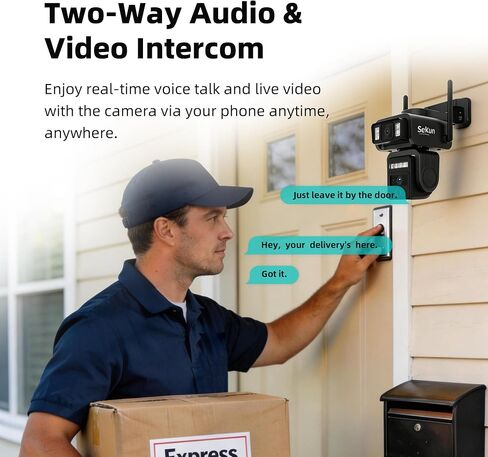 Solar Security Camera, Dual Lens 360° PTZ, 2.4GHz WiFi | 8000mAh Battery, Motion Tracking, White-Light Color Night Vision, 2-Way Audio, IP66, MicroSD or Optional Paid Cloud in Kuwait