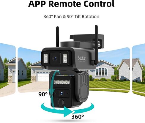 Solar Security Camera, Dual Lens 360° PTZ, 2.4GHz WiFi | 8000mAh Battery, Motion Tracking, White-Light Color Night Vision, 2-Way Audio, IP66, MicroSD or Optional Paid Cloud in Kuwait