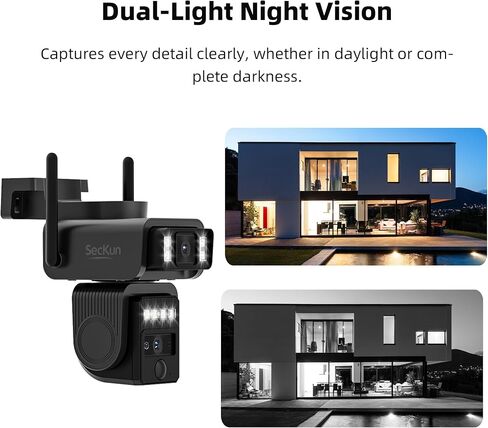 Solar Security Camera, Dual Lens 360° PTZ, 2.4GHz WiFi | 8000mAh Battery, Motion Tracking, White-Light Color Night Vision, 2-Way Audio, IP66, MicroSD or Optional Paid Cloud in Kuwait