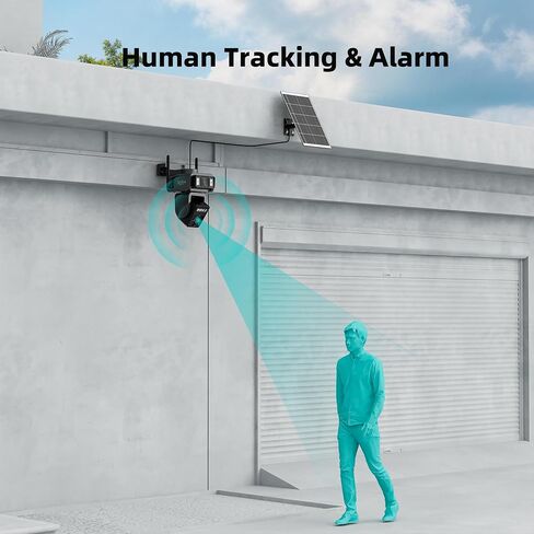 Solar Security Camera, Dual Lens 360° PTZ, 2.4GHz WiFi | 8000mAh Battery, Motion Tracking, White-Light Color Night Vision, 2-Way Audio, IP66, MicroSD or Optional Paid Cloud in Kuwait