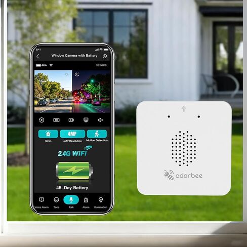 Wireless Window Camera for Indoor: No Wires No Power Outlet | 45-Day Battery for Rental Home Security with 4MP Color Night Vision - 3s DIY No Tools No Drill with Removable Magnetic Mount in Kuwait