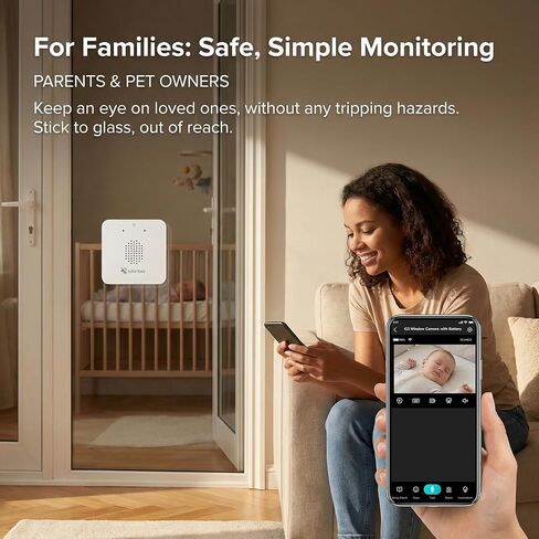 Wireless Window Camera for Indoor: No Wires No Power Outlet | 45-Day Battery for Rental Home Security with 4MP Color Night Vision - 3s DIY No Tools No Drill with Removable Magnetic Mount in Kuwait