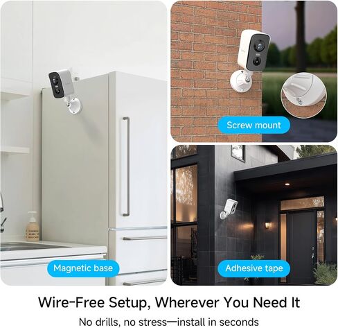 Arenti 340° Pan Wireless Security Camera Outdoor Magnetic, 3MP Battery Powered Wireless Camera for Home Security, Full-Color Night Vision, PIR AI Detection, 2-Way Audio, 2.4G WiFi Works with Alexa in Kuwait