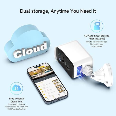 Arenti 340° Pan Wireless Security Camera Outdoor Magnetic, 3MP Battery Powered Wireless Camera for Home Security, Full-Color Night Vision, PIR AI Detection, 2-Way Audio, 2.4G WiFi Works with Alexa in Kuwait