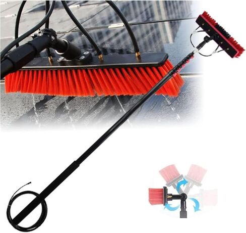 30FT Water Fed Pole Kit for Window CleaningTelescopic Brush with 180° Rotatable Head Ideal for Outdoor Glass & Solar Panel Washing Equipment in Kuwait